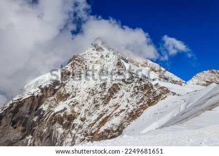 View of Eiger mountain of the Bernese Alps in the Bernese Oberland of Switzerland. Jungfrau region