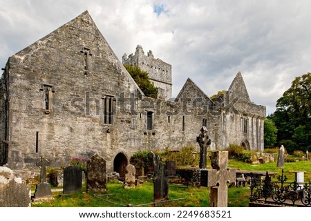 Muckross Abbey and Cemetery in Killarney National Park, Ireland, Ring of Kerry. Royalty-Free Stock Photo #2249683521