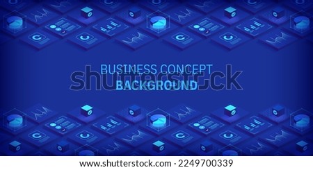 Business virtual concept. Digital technology world. Internet connection, abstract sense of science and technology graphic design background. Isometric vector illustration