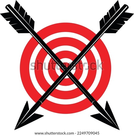 Vector Clip Art Of A Target With Black Arrows, Isolated On Transparent Background.