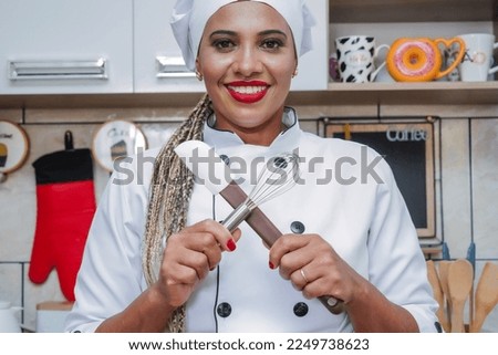 confectioner woman producing cakes and sweets.