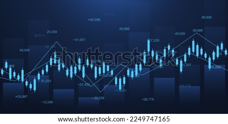 World business graph or stock market chart or forex trading graph in graphic concept. Financial investment or business economic trend candlestick graph. Business idea and technology innovation design.