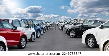 Cars in a row. Used car sales Royalty-Free Stock Photo #2249753847