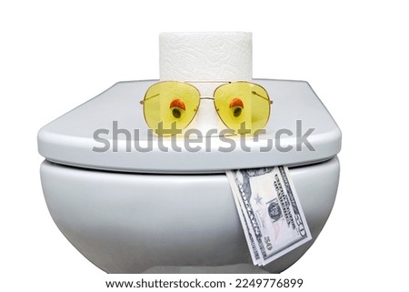 Us dollars as spending on toilet paper, a fun concept, isolated on a white background. Coronavirus quarantine and isolation in the event of an flu epidemic