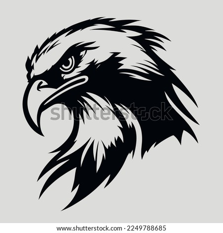 Eagle Hawk Black and White logo Vector Sport team branding