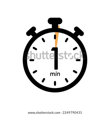 one minute stopwatch icon, timer symbol, cooking time, cosmetic or chemical application time, 1 min waiting time vector illustration Royalty-Free Stock Photo #2249790431