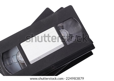 Old, obsolete video cassette vhs on a white background. It is isolated, the worker of paths is present