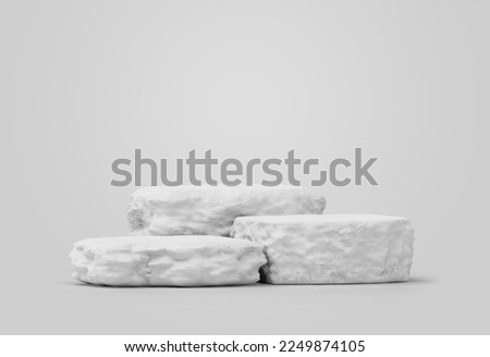 White minimal Stone podium plates product display pedestal strong stand rock white nature material for placing products fashion cosmetics skincare 3d background Royalty-Free Stock Photo #2249874105