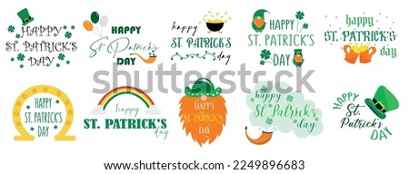 Collection of greeting cards for Happy St. Patrick's Day on whit