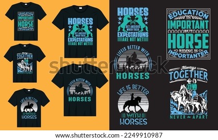 Vintage horse t-shirt design bundle, Horse typography design, horse quotes t shirt design vector template