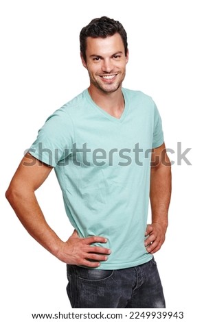 Portrait, fashion or smile with a man model in studio isolated on a white background for marketing. Advertising, confidence or profile picture with a male on bank space for product branding or a logo