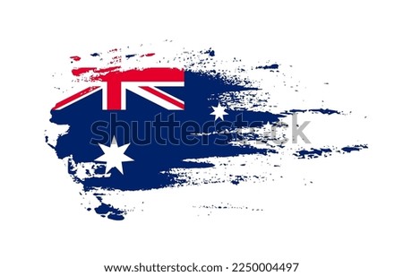 Grunge brush stroke flag of Australia with painted brush splatter effect on solid background