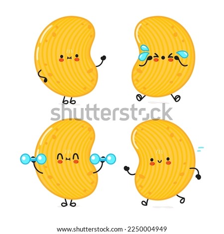 Funny cute happy chips characters bundle set. Vector hand drawn doodle style cartoon character illustration icon design. Cute happy chips mascot character collection Royalty-Free Stock Photo #2250004949