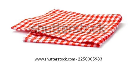 Table cloth kitchen isolated. Red napkin on white background. Royalty-Free Stock Photo #2250005983