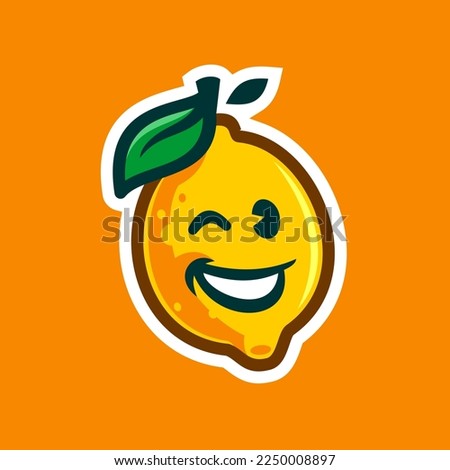 lemon logo. cute lemon mascot logo cartoon design. Lemon Face Character drawing illustration for lemonade beverage or juice and drink related business. 