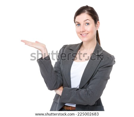 Businesswoman with hand show with blank sign
