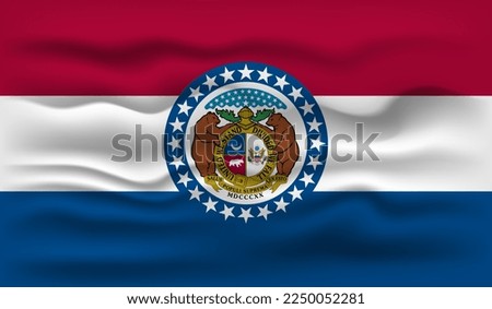 Waving flag of the Missouri state. Vector illustration.