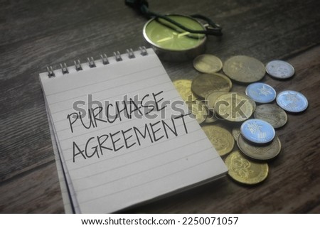 Purchase Agreement wording with coins of money. 