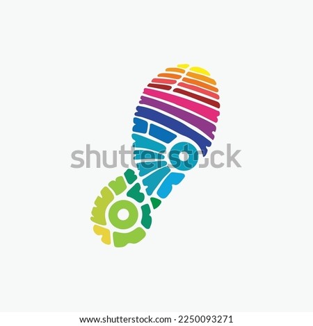 Running shoes print for run competition logo, run for fun poster logo. Royalty-Free Stock Photo #2250093271