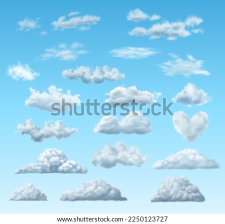 Big set of clouds on blue background. EPS 10 contains transparency Royalty-Free Stock Photo #2250123727
