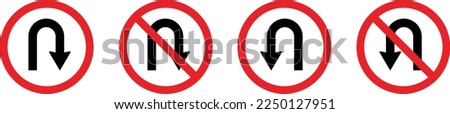U-Turn Right and Left Traffic Road Icon, vector illustration Royalty-Free Stock Photo #2250127951