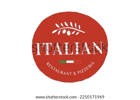 Italian Pizza Restaurant Round Red Logo Badge