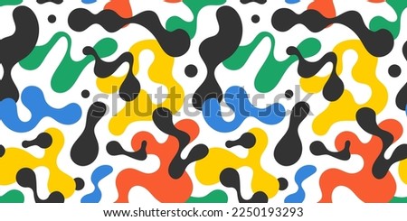 Colorful abstract doodle shape seamless pattern. Creative minimalist style art background, trendy design with basic shapes. Modern color wallpaper print backdrop. Royalty-Free Stock Photo #2250193293
