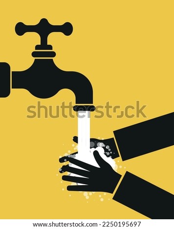 Washing hands with soap vector flat illustration. Hygiene concept eps 10