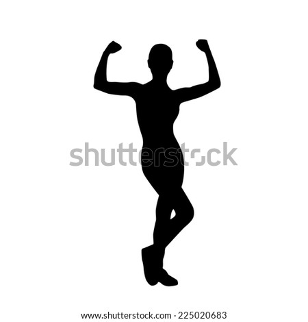 sport fitness woman exercise workout silhouettes, black girl isolated over white background
