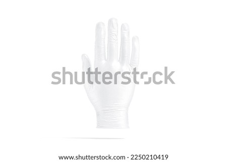 Blank white rubber gloves mockup, front view, 3d rendering. Empty medical latex glove for sterile protective mock up, isolated. Clear nitrile arm protect for doctor or nurse template. 3D Illustration
