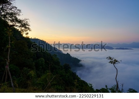 Sea of mist landscape. Gloselo Village, Sop moei District, Mae hong son Province, Thailand.