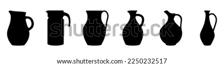 Jug icon. Set of jugs silhouettes isolated on white background. Water jug icon. Vector illustration Royalty-Free Stock Photo #2250232517