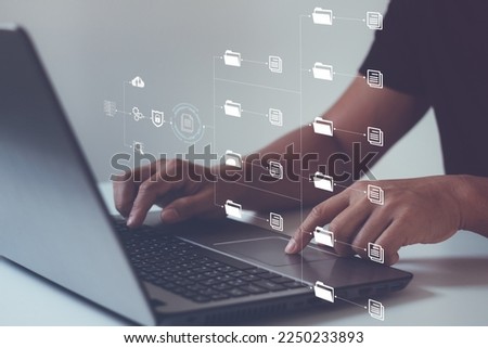 File Transfer Protocol (FTP) files receiver and computer backup copy. File sharing isometric. Exchange information and data with internet cloud technology. Digital system for transferring documents Royalty-Free Stock Photo #2250233893