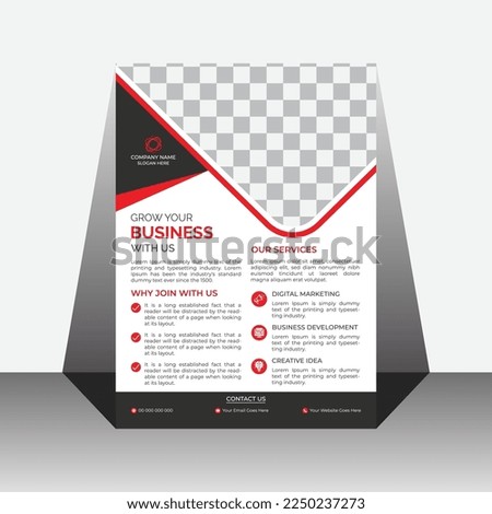 Creative business advertisement flyer, cover design layout space for photo background, poster flyer pamphlet, A4 size colorful vector design, red and black leaflet.