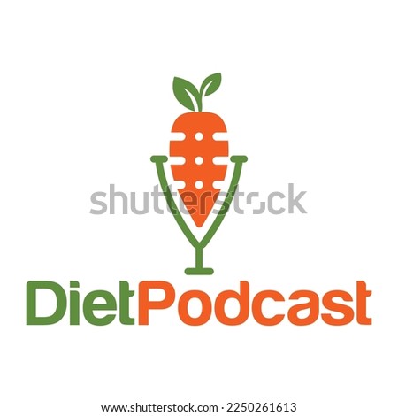 Diet podcast flat design logo illustration. vector logo template isolated on white background