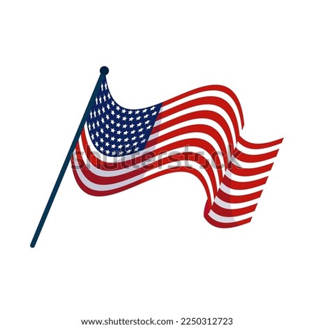 waving US flag icon isolated