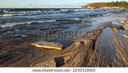 Mosquito Beach composed of sandstone strata along Lake Superior