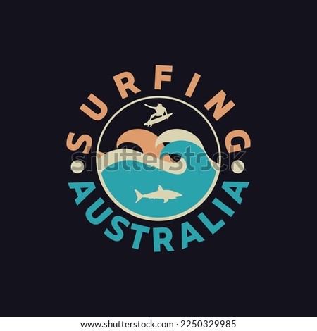 Vector illustration on the theme of surfing and surf in Australia. Typography, t-shirt graphics, print, poster, banner, flyer, postcard