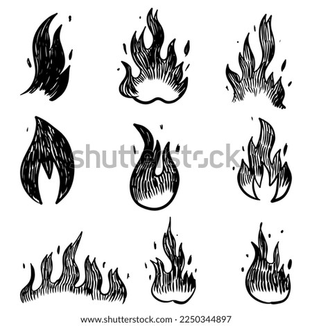 Doodle sketch style of Hand drawn fire vector illustration.