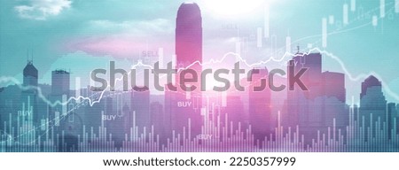 Trading Finance buy and sell concept on futuristic modern city wallpaper