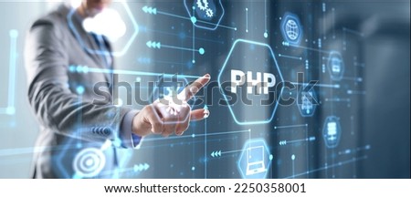 Hypertext Preprocessor PHP Programming. Interpreted programming language Royalty-Free Stock Photo #2250358001