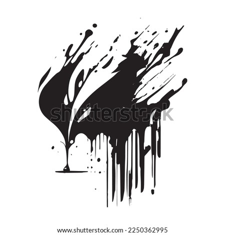 Smears, blots of black paint on a white background, dark colors - Vector illustration