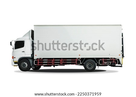 Cargo Truck Isolated on White Background. Shipping Container. Delivery Trucks. Lorry. Freight Trucks Logistics Cargo Transport.