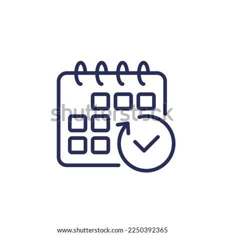 monthly subscription auto-renewal line icon on white Royalty-Free Stock Photo #2250392365