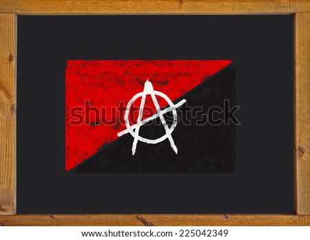 anarchist flag on a blackboard