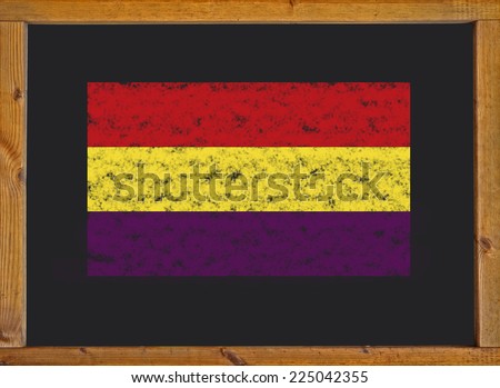 The flag of the Spanish Republic on a blackboard  
