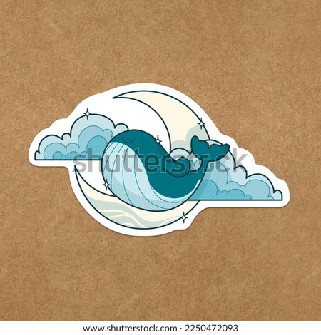 "Cute little whale in the sky"on kraft paper gift card stickers edition