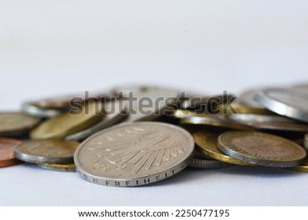 Den Helder, Netherlands. January 2023. Old European coins. High quality photo