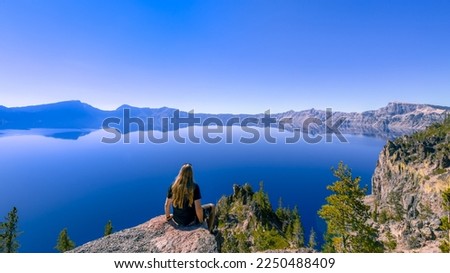 Crater Lake at the Rugged Crest Palisades in Crater Lake National Park in Oregon Royalty-Free Stock Photo #2250488409