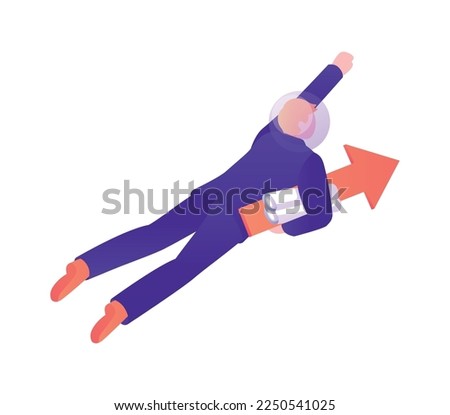 Isometric business space composition with isolated conceptual icons of corporate goods in outer space vector illustration